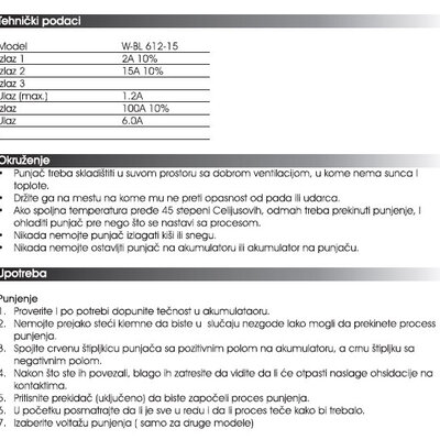 Punjač akumulatora sa starterom W-BL 612-15 76261215