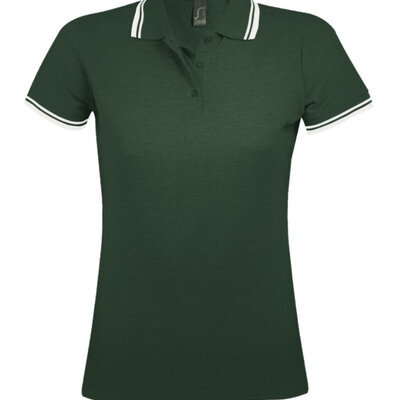 Sols Pasadena Ženska majica sa kragnom vel. S Forest Green/White 00578