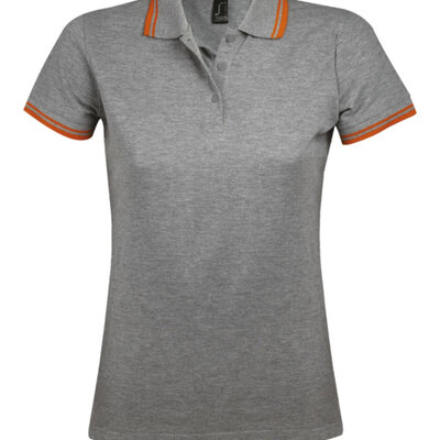 Sols Pasadena Ženska majica sa kragnom vel. XL Melange Grey/Orange 00578