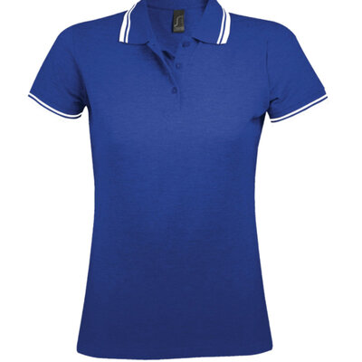 Sols Pasadena Ženska majica sa kragnom vel. S Royal Blue/White 00578