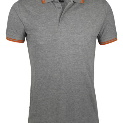 Polo majica za muškarce veličina M Sols Pasadena Melange Grey/Orange 00577