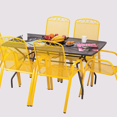 Baštenska, Metalna, Garnitura Cefalu-Yellow - 6 Stolica i Sto