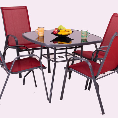 Baštenska Garnitura Htruw - 4 Stolice i Sto Sa Staklom