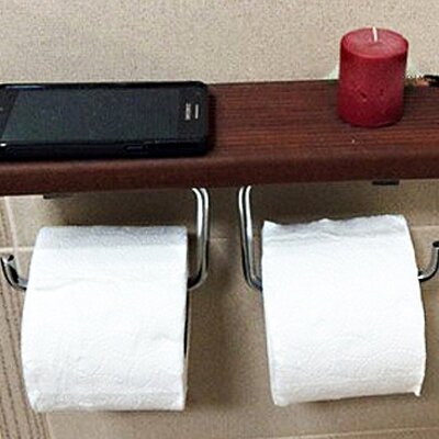 Držač toalet papira sa policom na tikovini