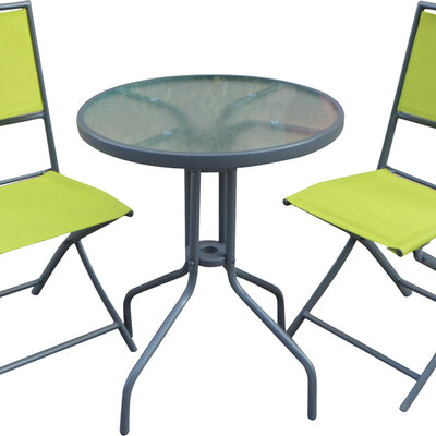 Baštenski Komplet Andora - 2 Žute Sklopive Stolice i Sto Sa Staklom