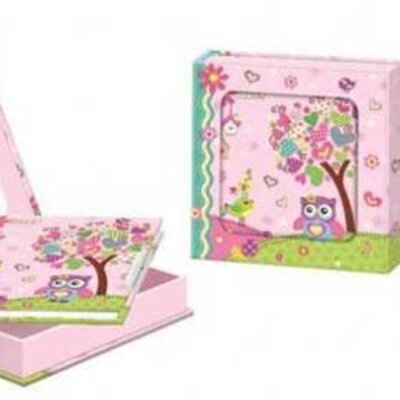 Dnevnik s ključićem u foto kutiji sova i ptičica