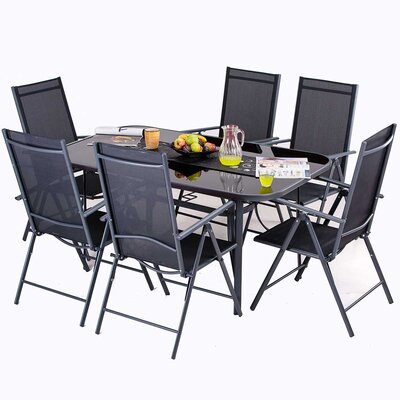 Baštenska Garnitura Sa Podesivim Stolicama - Matera - 6 Stolica i Sto Sa Staklom