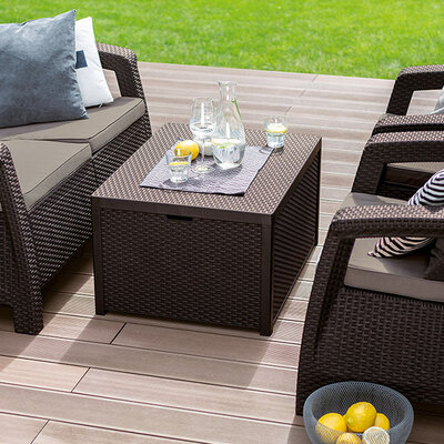 Baštenska Garnitura Allibert Corfu II Box - 2 Fotelje, Dvosed, Sto