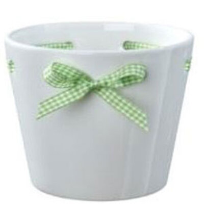 Soendgen keramička saksija Pretty 14cm sa zelenom mašnom