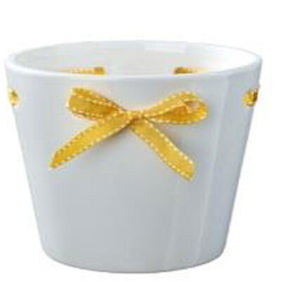 Soendgen keramička saksija Pretty 14cm sa žutom mašnom