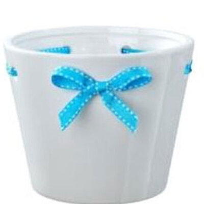 Soendgen keramička saksija Pretty 14cm sa plavom mašnom