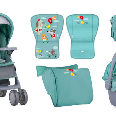Lorelli Kolica za bebe FOXY Set 2 u 1 Green Happy Animals