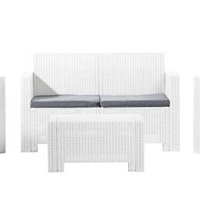 Baštenska Garnitura Nebraska Bianco - Dvosed, 2 Fotelje i Sto