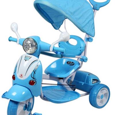 Dečiji tricikl sa tendom u obliku Vespe 410 plavi