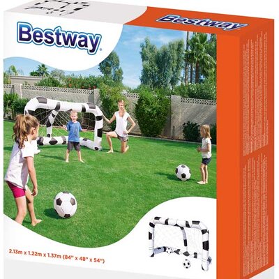 Bestway Gol na naduvavanje za fudbal ili vaterpolo sa mrežom i loptama 38345