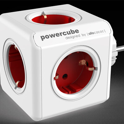 PowerCube Original produžni bez kabla 5 x šuko 16A/230V crvena