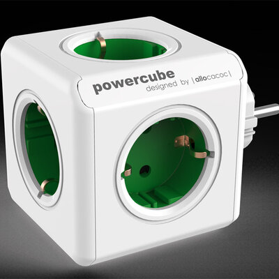 PowerCube produžni bez kabla 5 x šuko 16A/230V zelena