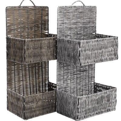 Viseća zidna polica sa korpama Corso Siva