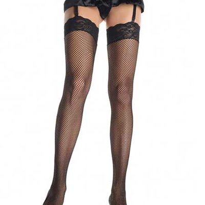 Leg Avenue Mrežaste čarape sa čipkanim vrhom za haltere LEGAV00050