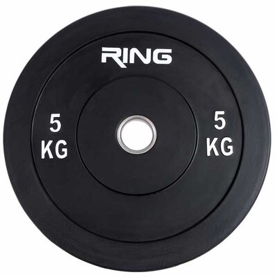 Olimpijski teg za šipku bumper crni 1x5kg Ring PL37-5