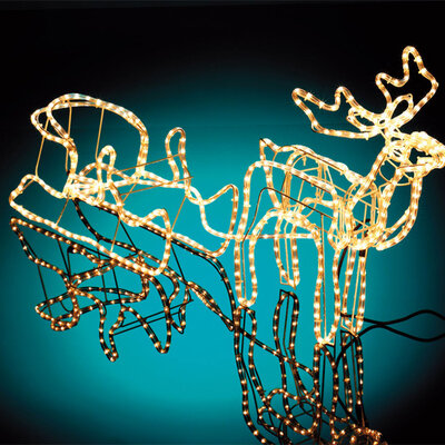 Novogodišnji svetleći irvas sa sankama 145cm