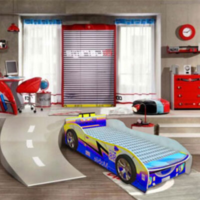 Dečiji krevet u obliku automobila Sa dušekom 802 plavi