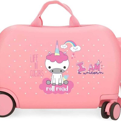 Dečiji kofer za putovanje i vožnju Roll Road I am a unicorn pink 40710