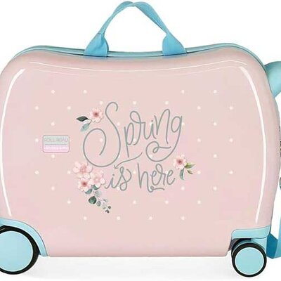 Dečiji putni kofer za vožnju Roll Road Spring is here pink 40898