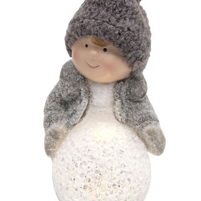 Novogodišnja svetleća keramička dekoracija Dečak KDC14