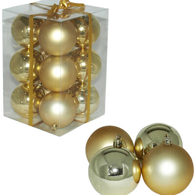 Ukrasi za jelku - kugle 8 cm 12 komada zlatne