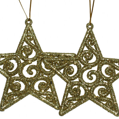 Ukrasi za jelku - zvezde u boji zlata set 2 komada