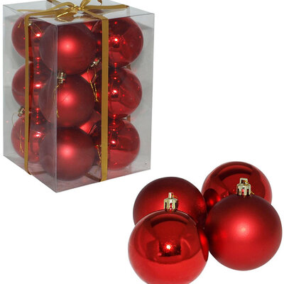 Ukrasi za jelku - kugle 8 cm 12 komada crvene