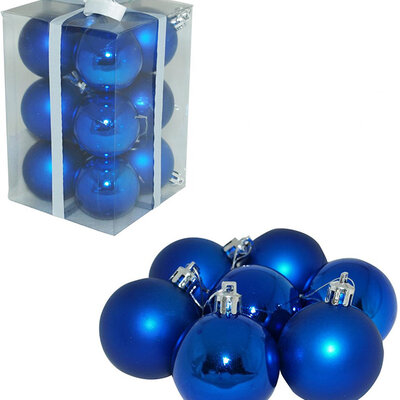 Novogodišnji ukrasi za jelku 12 plavih kugli 6cm