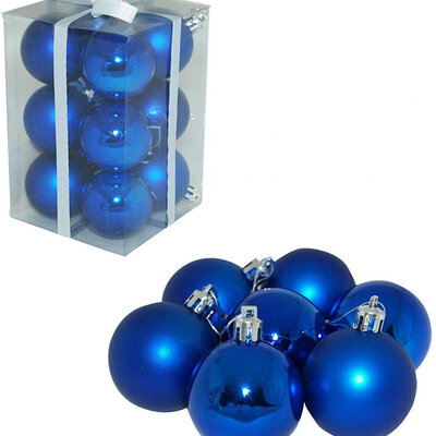 Ukrasi za jelku - kugle 8 cm 12 komada plave
