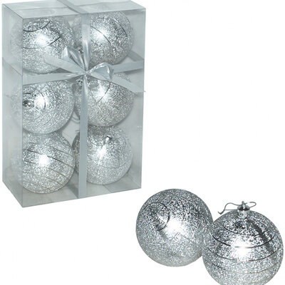 Ukrasi za jelku - kugle 8 cm 6 komada srebrne