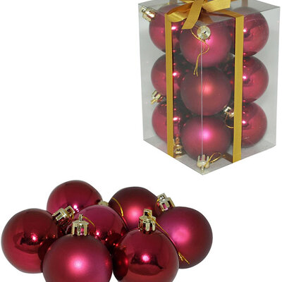 Ukrasi Za Jelku 12 komada - Kuglice 5 cm bordo