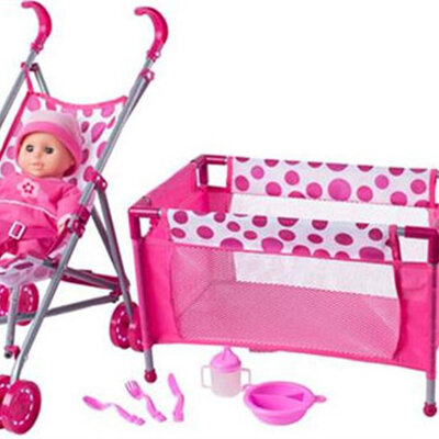 Woodyland Lutka beba + kolica + kevetac 91857