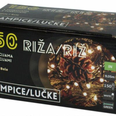 Novogodišnje lampice - riža 150 belih lampica sa funkcijama