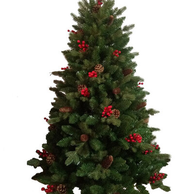 Novogodišnja jelka sa šišarkama i crvenim bobicama 210cm 180879