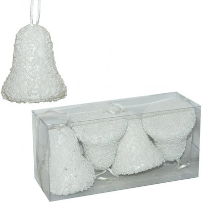 Ukrasi za jelku - bela  zvona 7 cm 4 kom