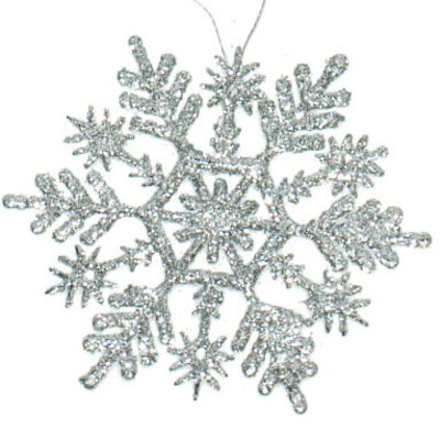 Ukrasi za jelku - pahulje u srebrnoj boji 6 kom