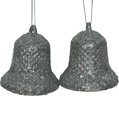 Ukrasi za jelku - zvona u srebrnoj boji 2 kom