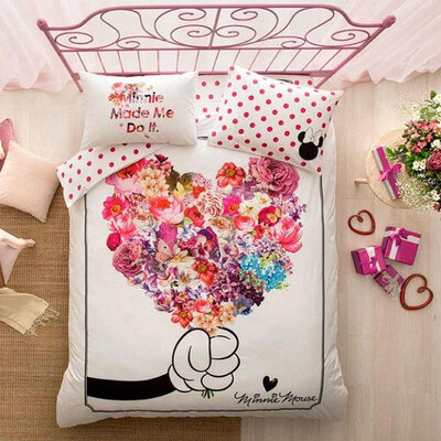 Dupla pamučna posteljina Disney Minnie Flowers