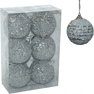 Ukrasi za jelku 6 cm srebrni - 6 komada