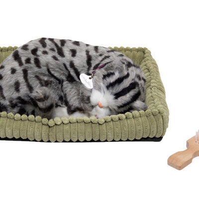 Plišana mačka koja spava Sa pokretima disanja PP-Gray-Tabby