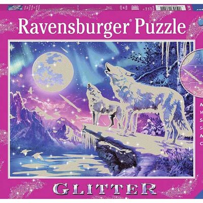 Glitter Puzzle 100 delova - Vukovi na mesečini Ravensburger 13600