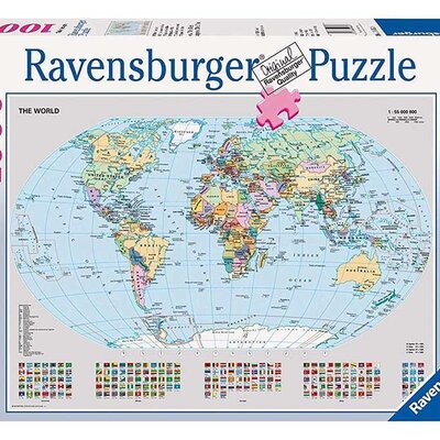 Puzzle Ravensburger 1000 delova -  Karta sveta sa zastavama