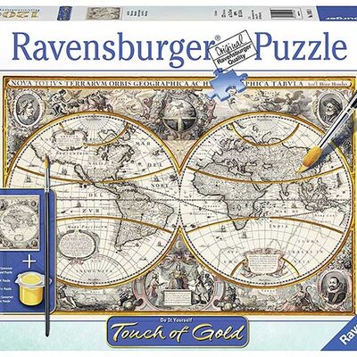Puzzle 1200 delova - Stara karta sveta + zlatna boja - Ravensburger Touch of Gold 19931