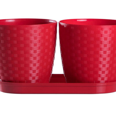 Saksije za cveće sa tacnom Inspira Mix and Play Crvena