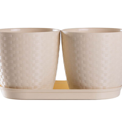 Saksije za cveće sa tacnom Inspira Mix and Play Krem